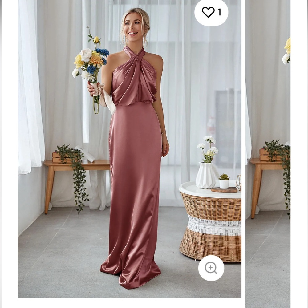 Halter Sheath Luxe Satin Maxi Dress -Bridesmaid Dress